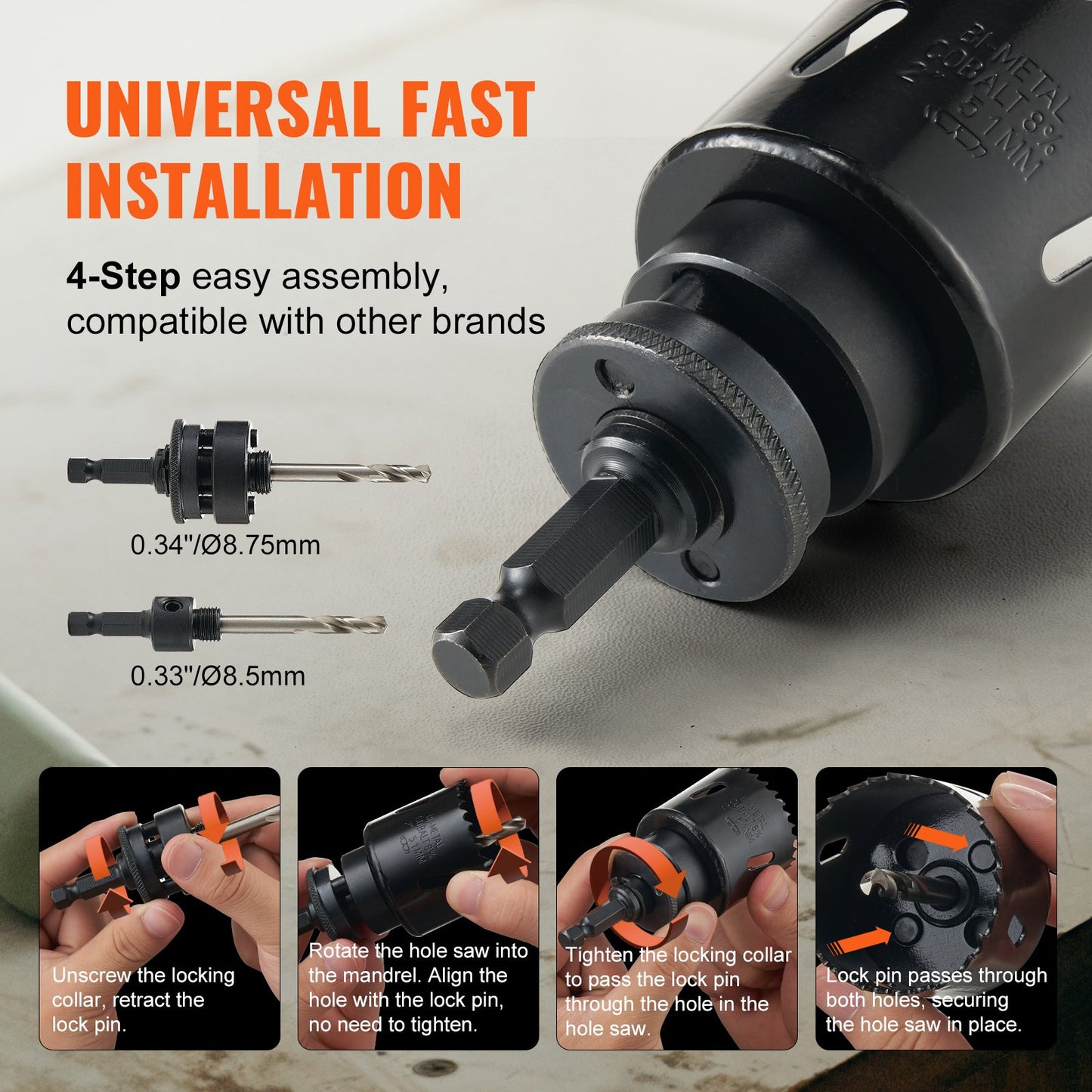 18-Piece Hole Saw Kit with Bi-Metal Blades for Wood, Plastic & Metal - Black