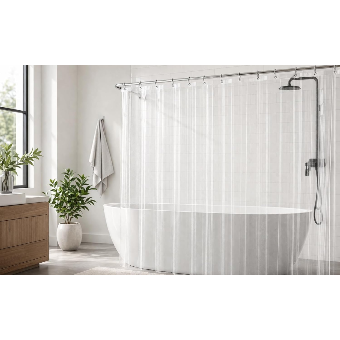 Crystal Clear PEVA Shower Curtain Liner - Waterproof & Odor-Free