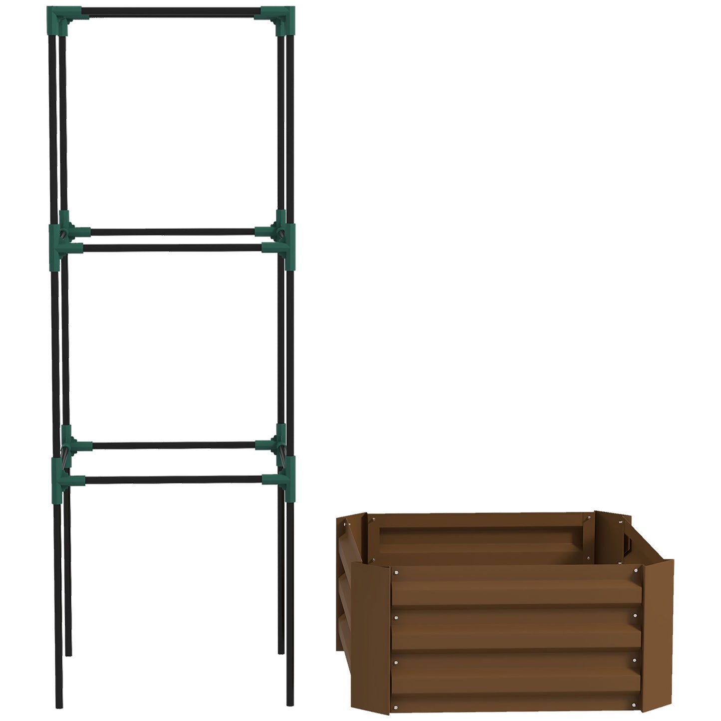 Galvanized Raised Garden Bed with Tomato Cage - 24x24x55 Inches Outdoor Planter