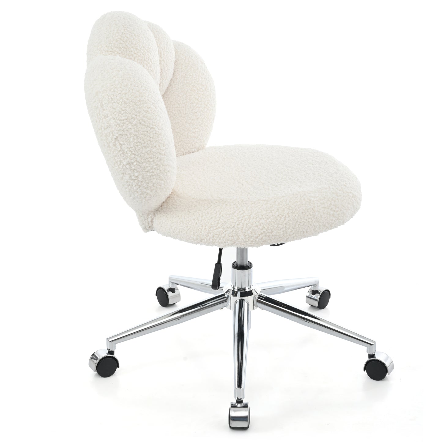360° Swivel Height Adjustable Office Chair - White Teddy Fabric