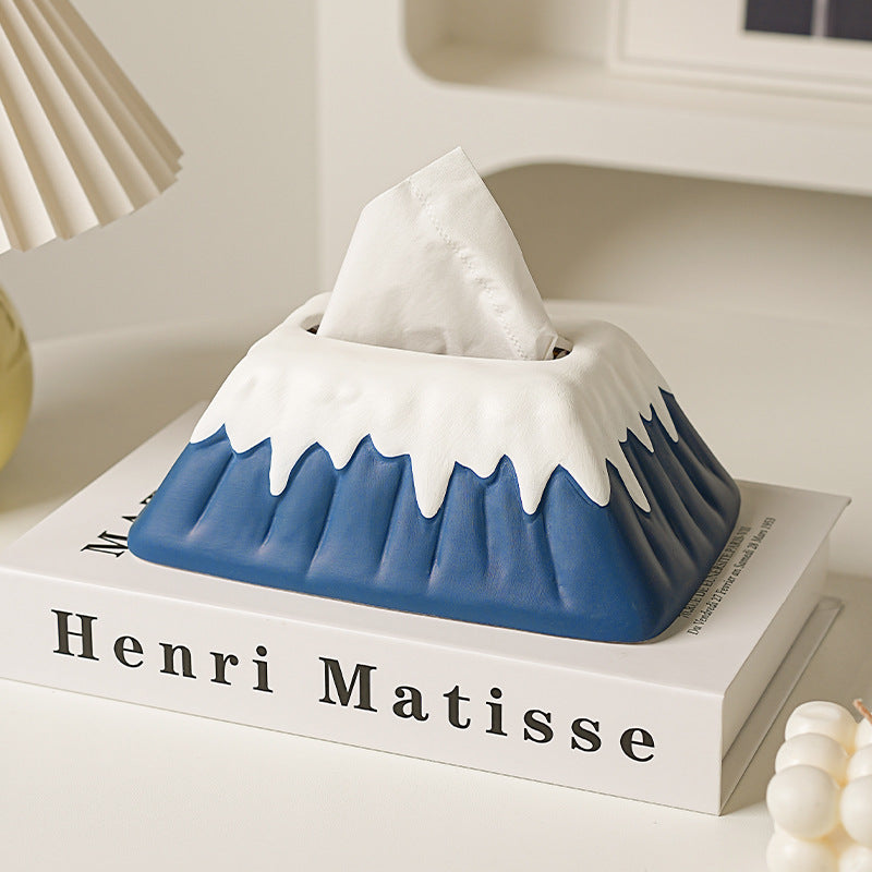 Ceramic Snow Mountain Tissue Box - Modern Minimalist Home Decor