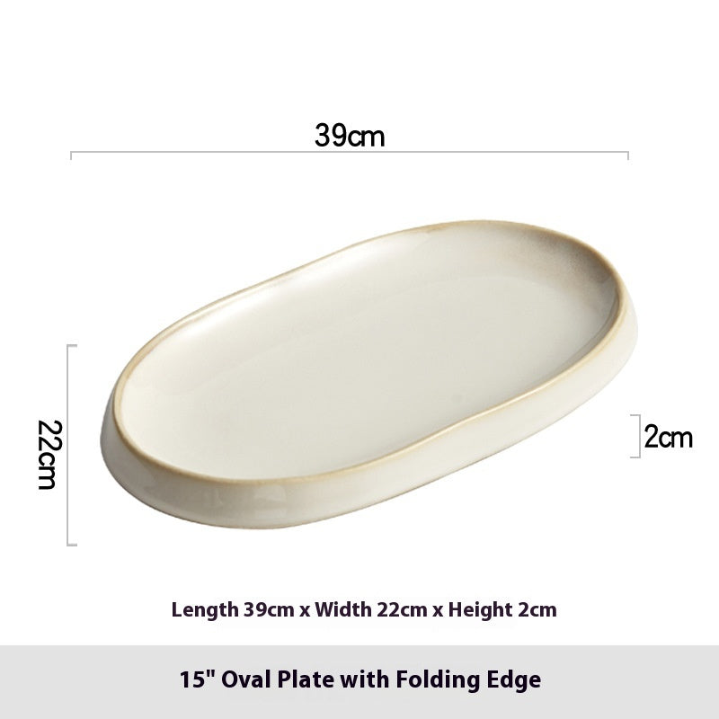 Ceramic Fish Steaming Plate - Household Kitchen Dining Tableware
