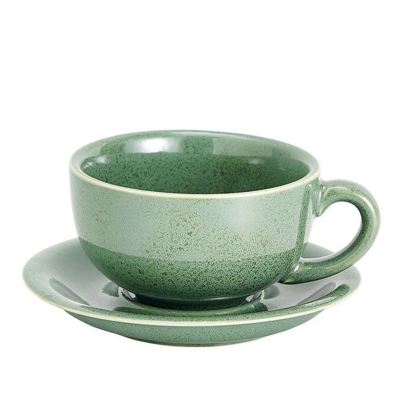 Kiln Baked Embossed Coffee Cup - Vintage Style Ceramic Drinkware
