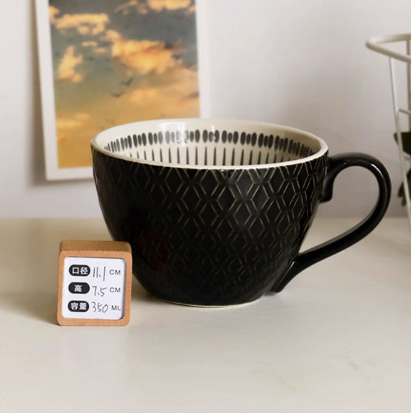 Ceramic Mug Breakfast Cup with Color Glaze, 401-500mL, Multiple Colors