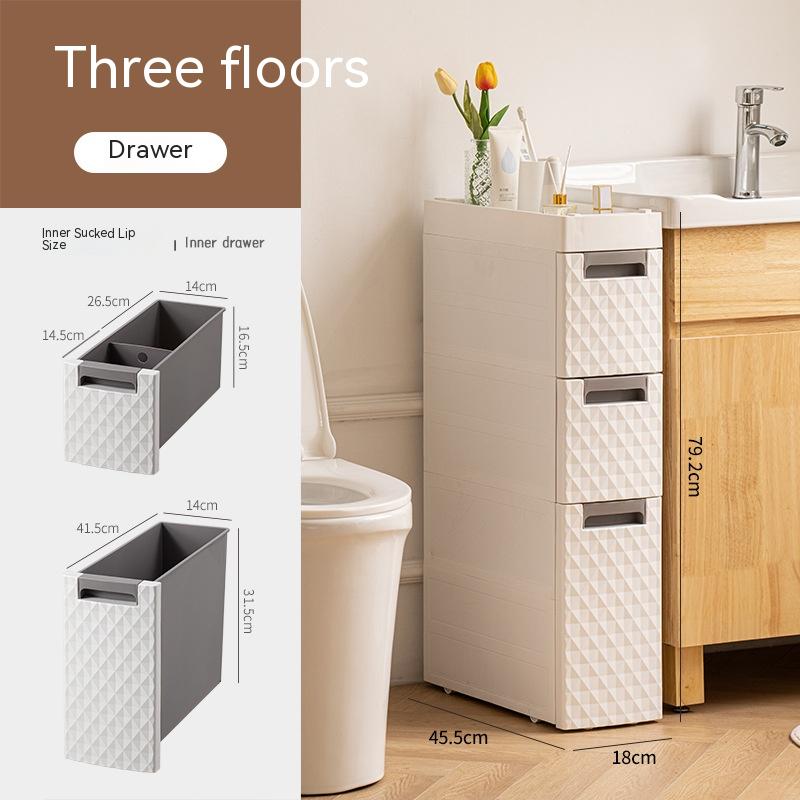 Plastic Multi-Layer Corner Toilet Storage Shelf Bathroom Organizer with Wheels