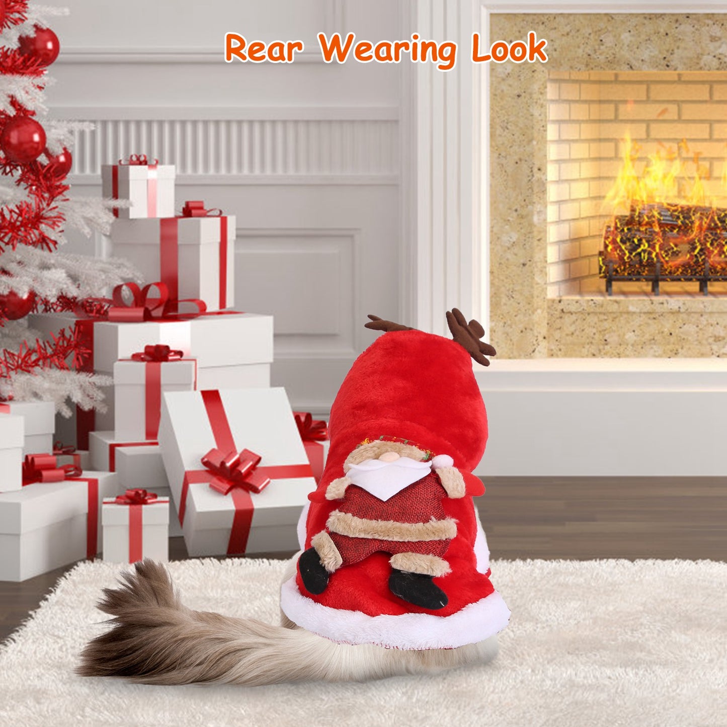 Pet Christmas Costume Santa Reindeer Antlers Winter Outfit for Small Medium Dogs Cats