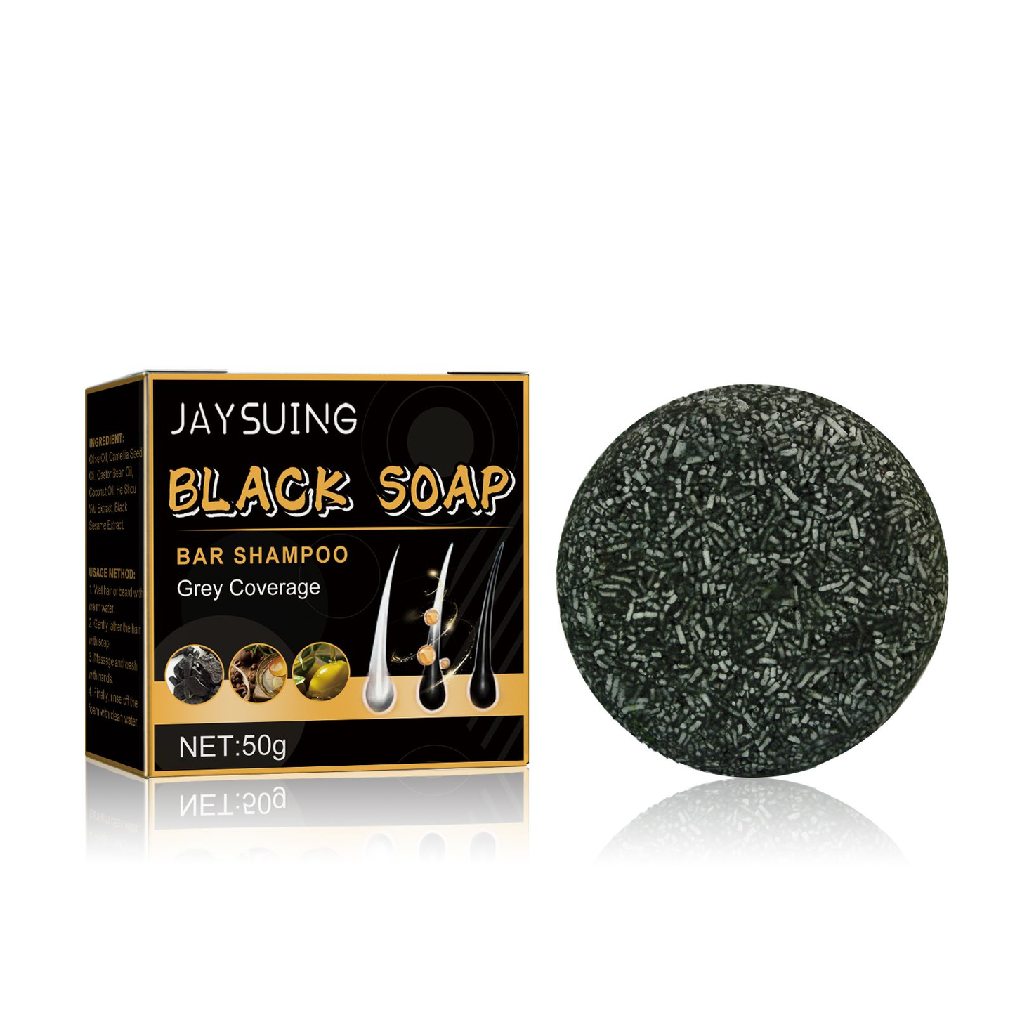 Natural Black Hair Darkening Shampoo Bar - Scalp Cleansing & Strengthening