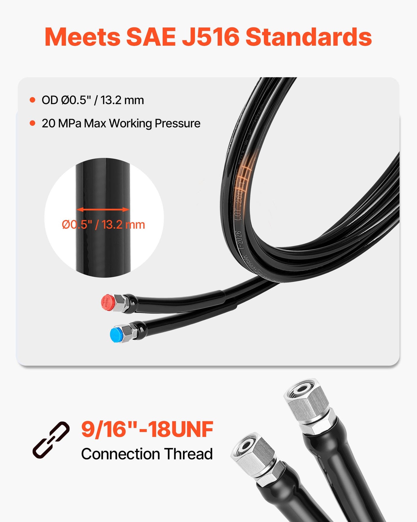 Hydraulic Steering Hose Kit 16 Ft Leak-Proof Marine Outboard System Fittings