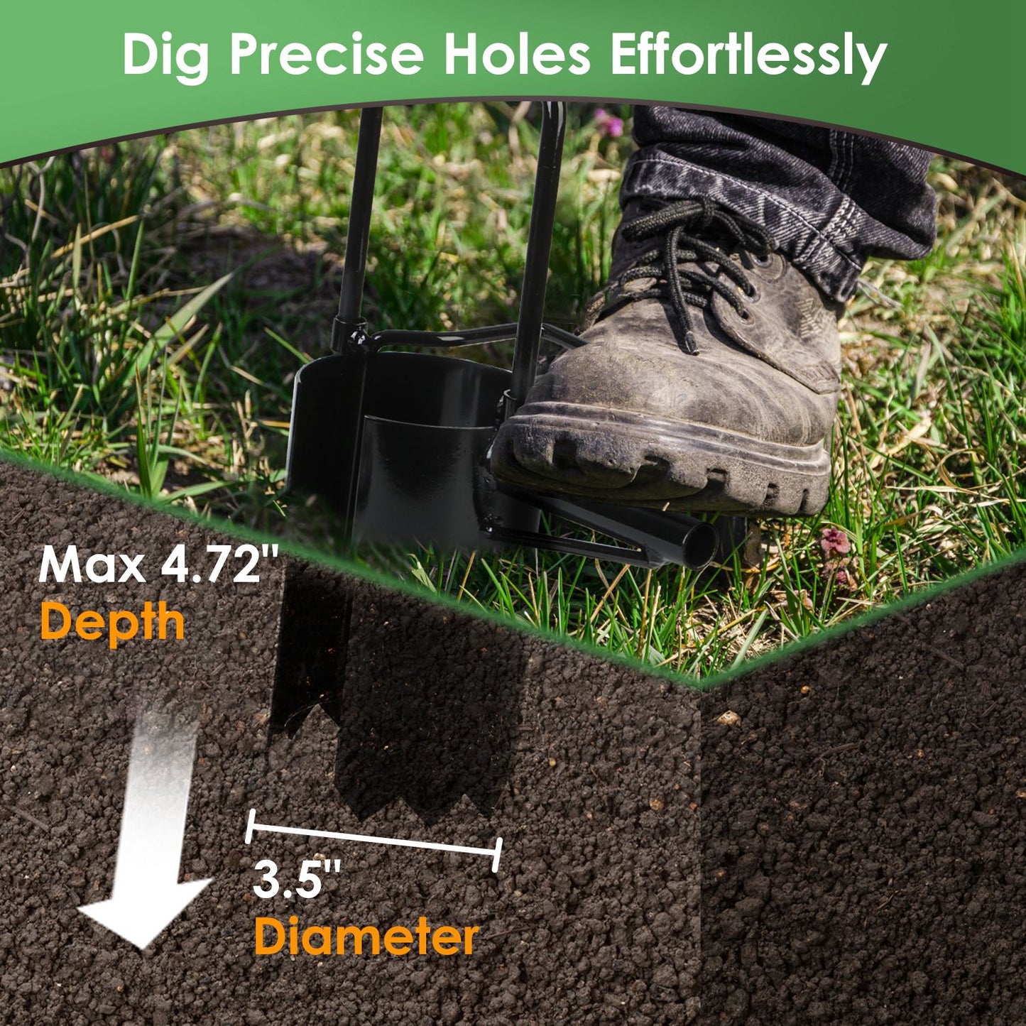 Garden Bulb Planter Tool 5-in-1 Long Handle Gardening Transplanter with Gloves