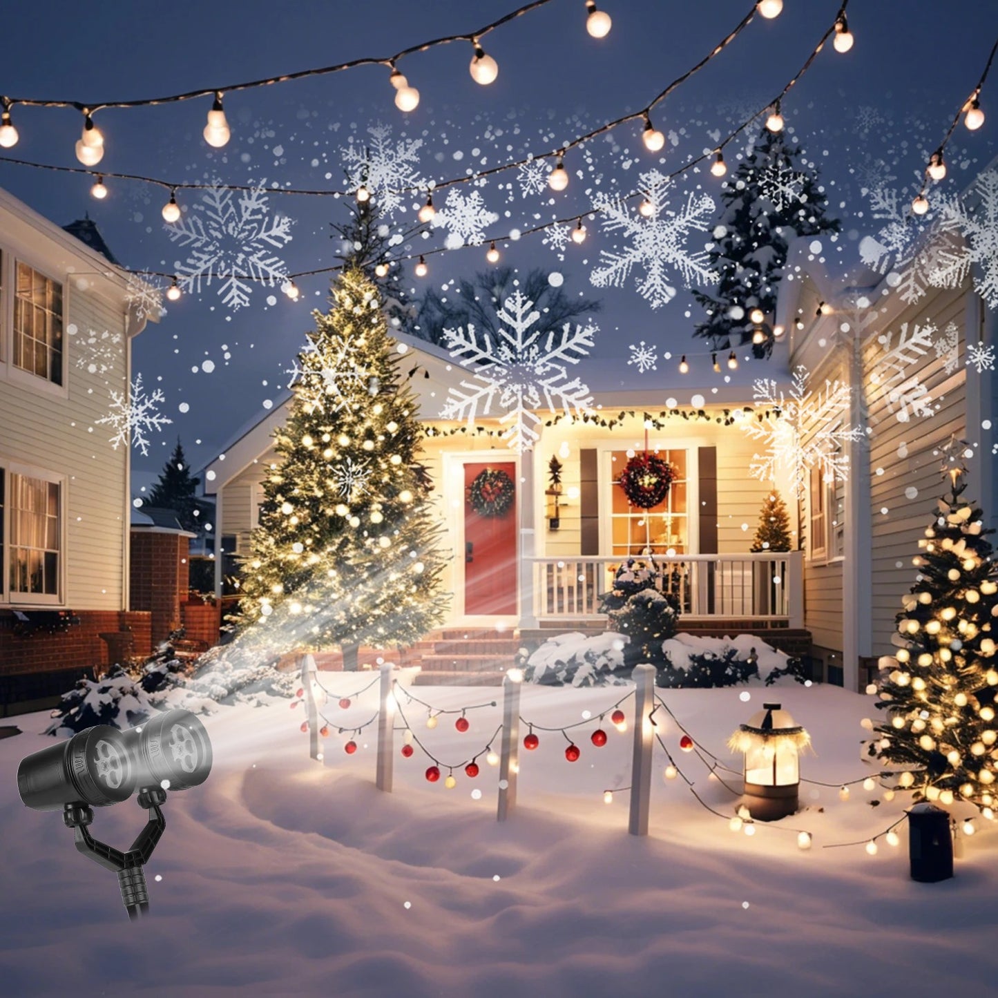 Christmas Snowflake Projector Light Dual Head Waterproof LED Outdoor Decoration