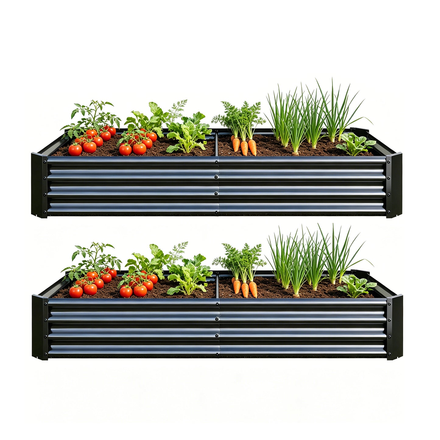 Metal Raised Garden Beds - 2PCS Black 6x3x1ft Planters