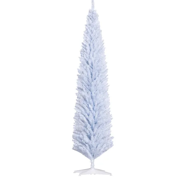 8' White Artificial Pencil Christmas Tree with 618 Branch Tips