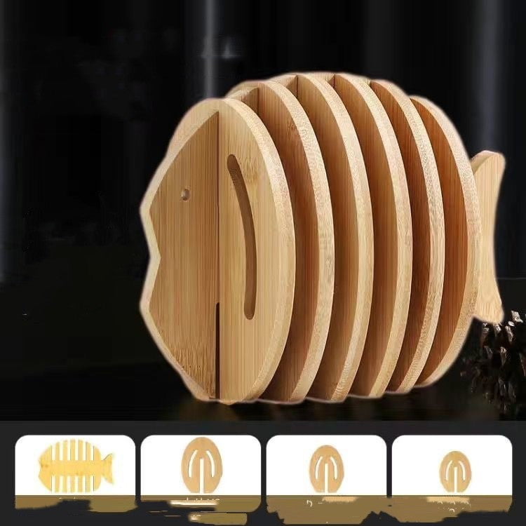 Waterproof Decorative Coaster with Lucky Elephant Ruyi Design - Bamboo Material