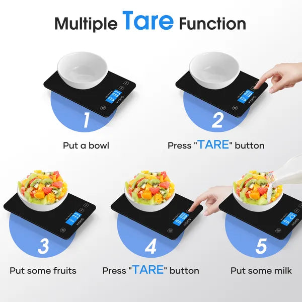 Digital Kitchen Scale - 33lb/15kg Precision with Tare Function