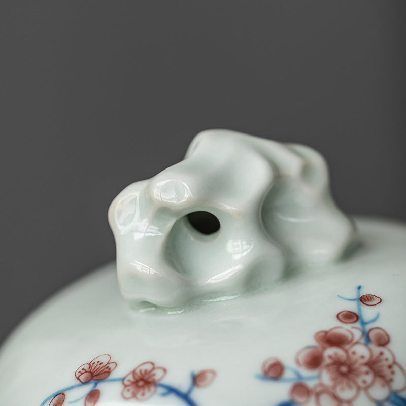 Ceramic Teapot with Blue and White Design & Storage Jar - Household Kitchen Decor