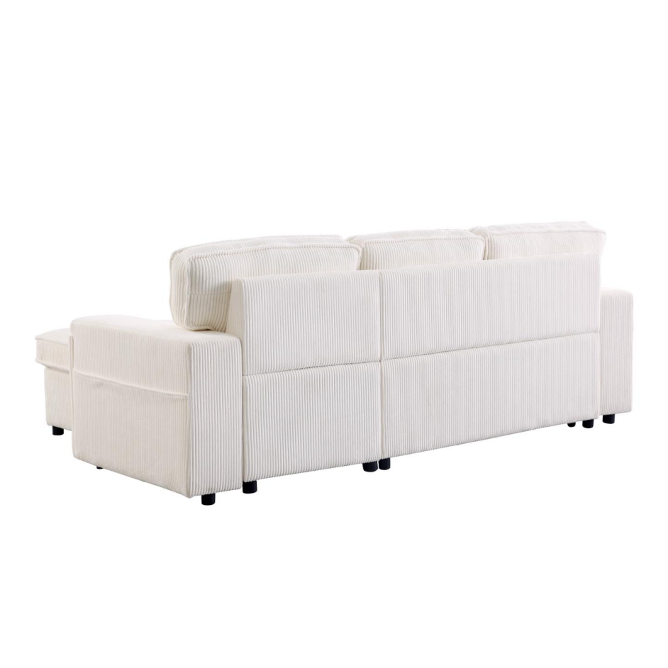 Upholstery Sleeper Sectional Sofa with Storage - Beige