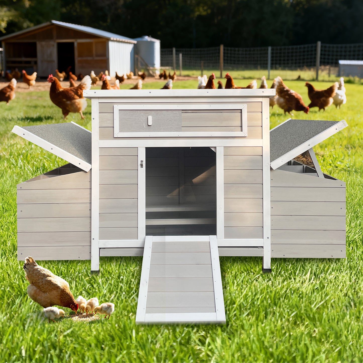 Prohibited Platform-Temu,Large Wooden Chicken Coop Outdoor Hen House