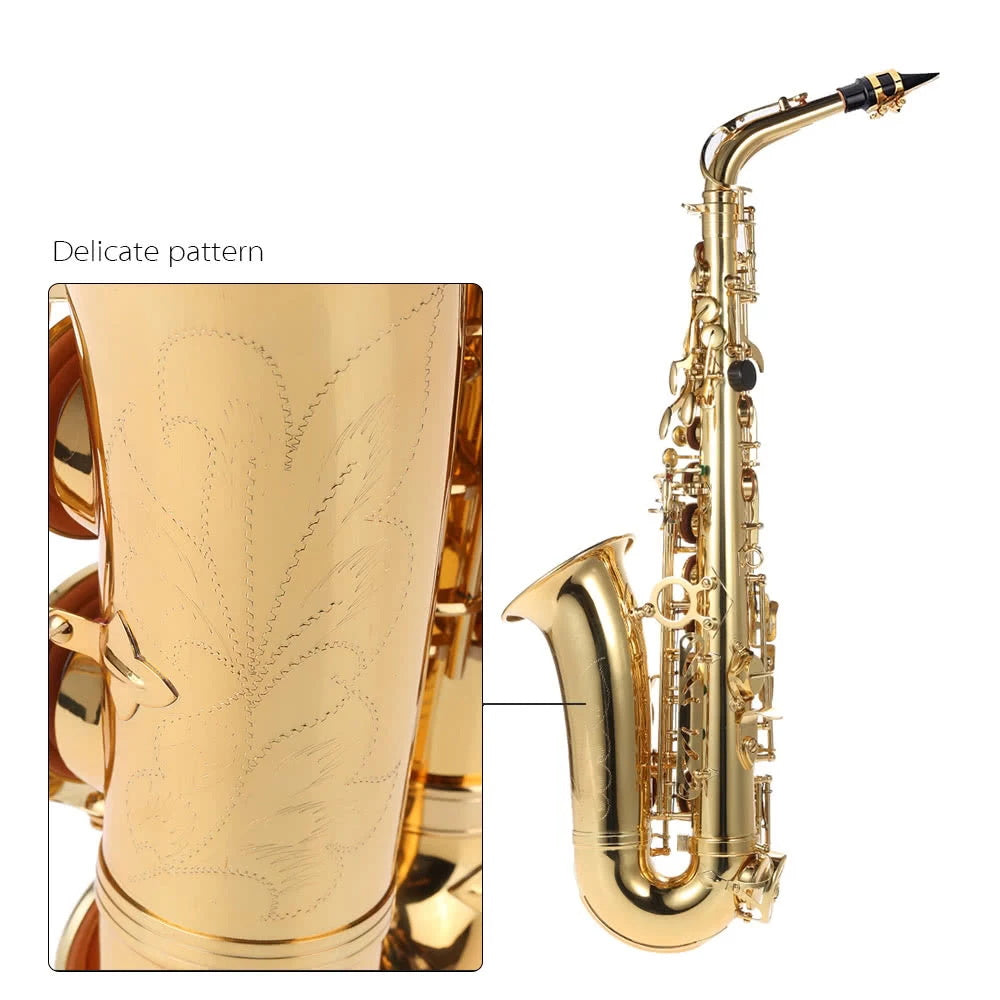 Eb Alto Saxophone Brass Lacquered Gold E Flat Sax 802 Key Type