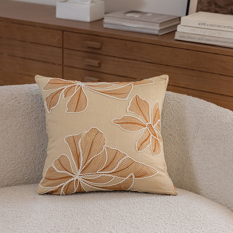 Floral Embroidered Plant Throw Pillow Set - Home Living Room Decor