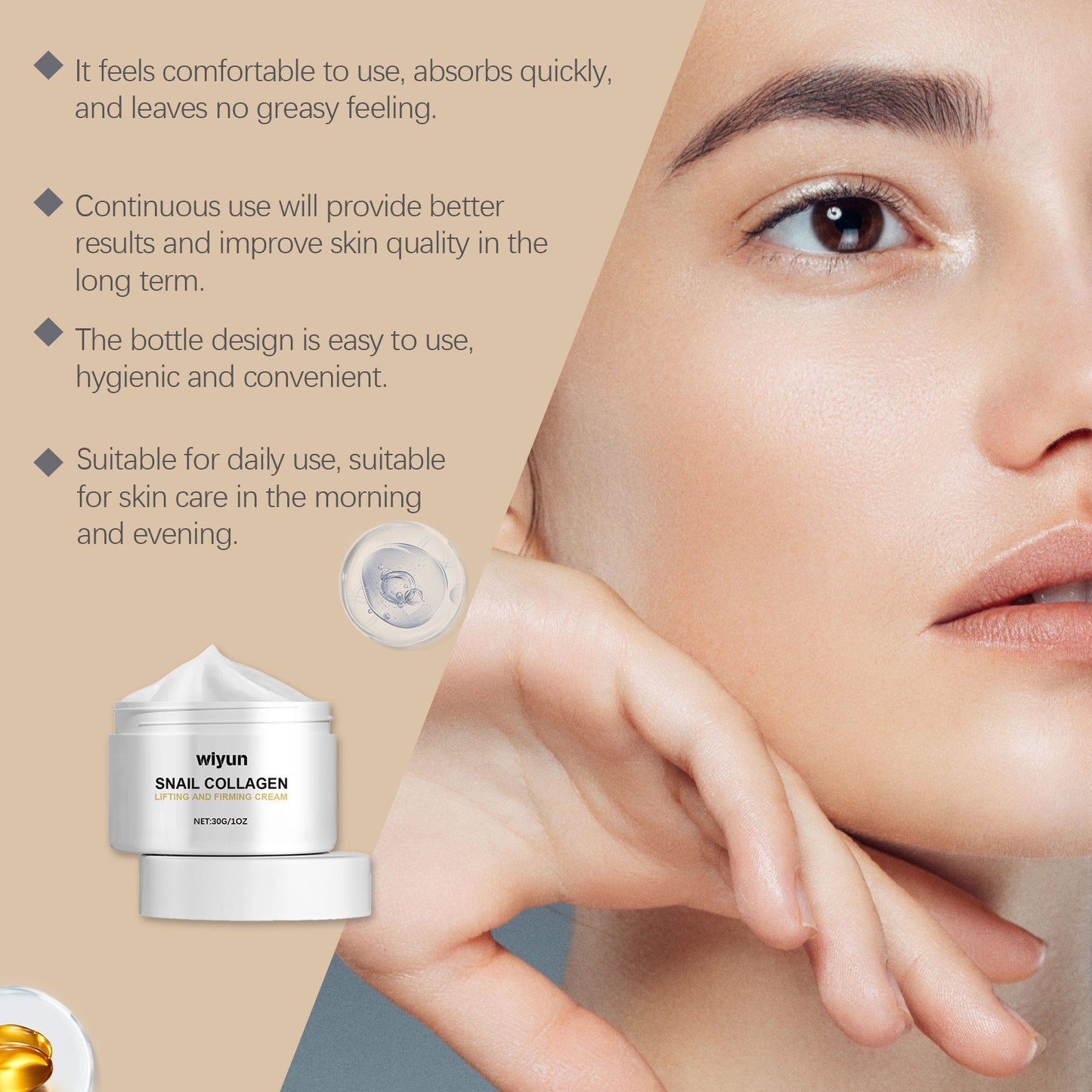 Snail Collagen Firming Face Cream - Anti-Aging Moisturizer with Retinol