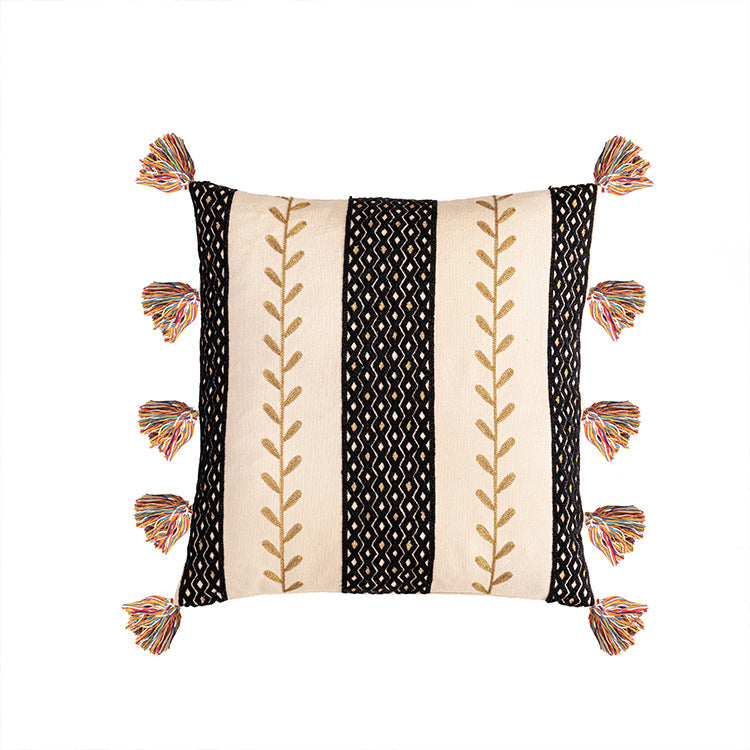 Moroccan Style Cotton Fringed Pillowcase - Home Textiles