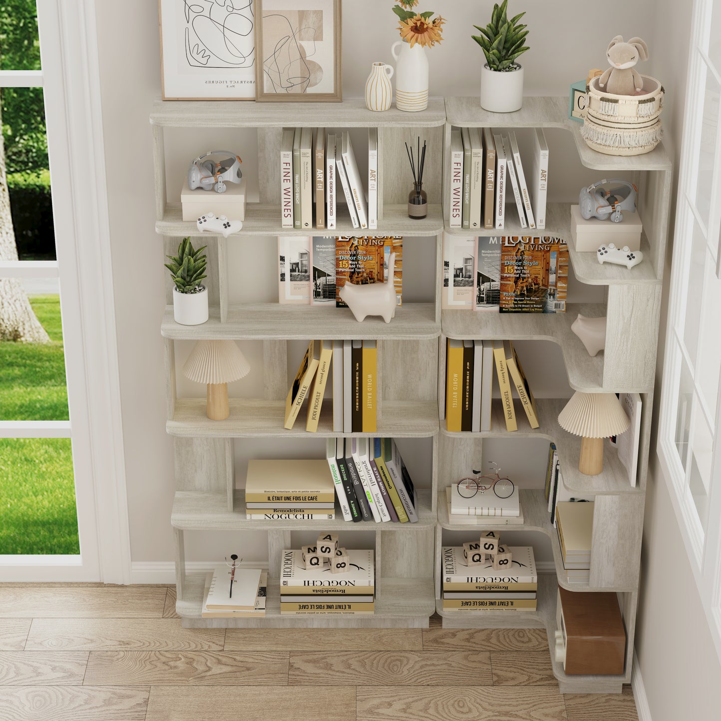 Set Of 2 Free Combination Bookcase Space Saving Corner Bookshelf 55cm