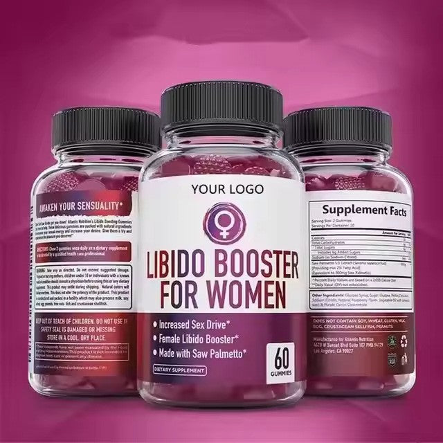 Men Women Libido Booster Gummies with Saw Palmetto - Dietary Supplement, 60 Pieces