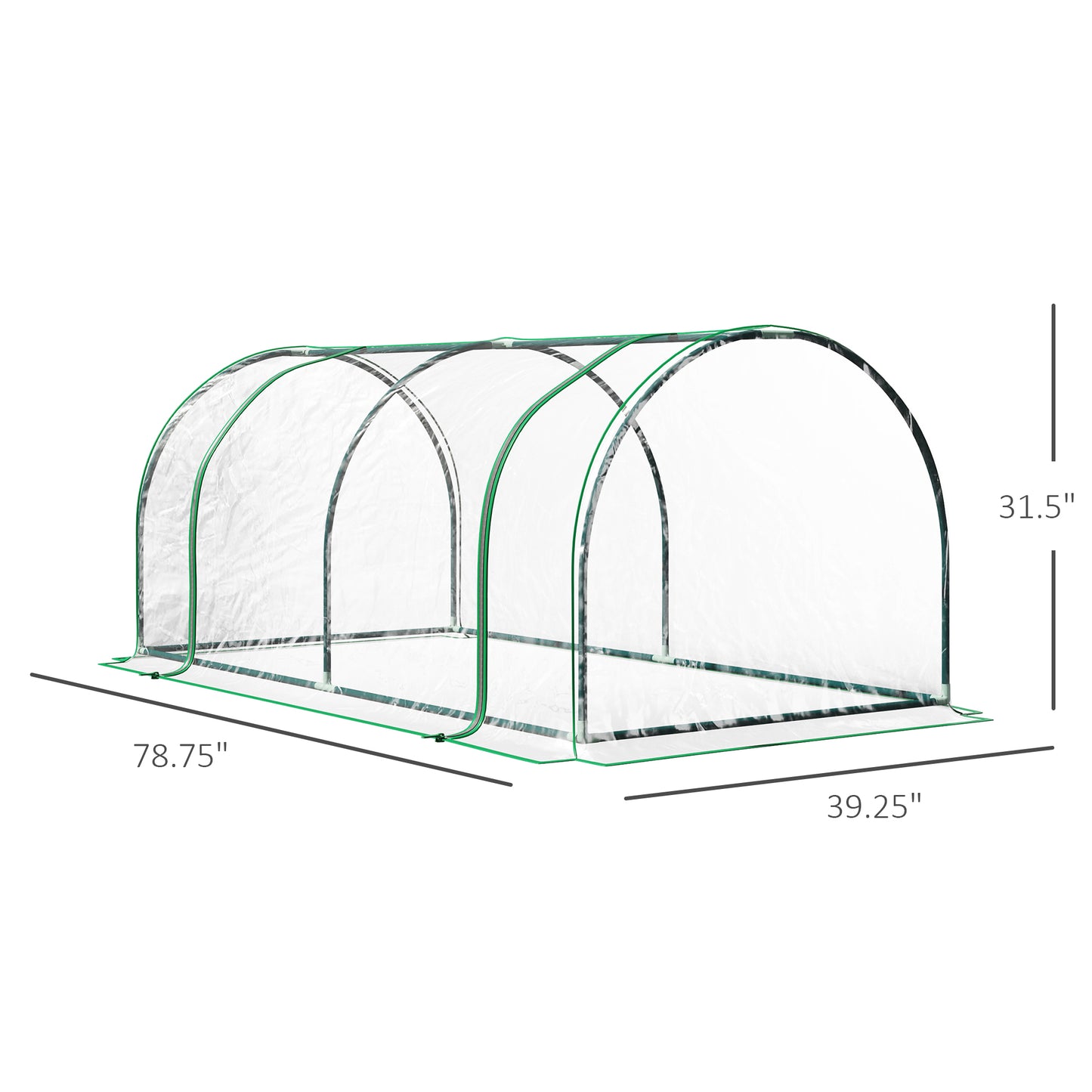Portable Tunnel Greenhouse for Outdoor Garden - Dark Green