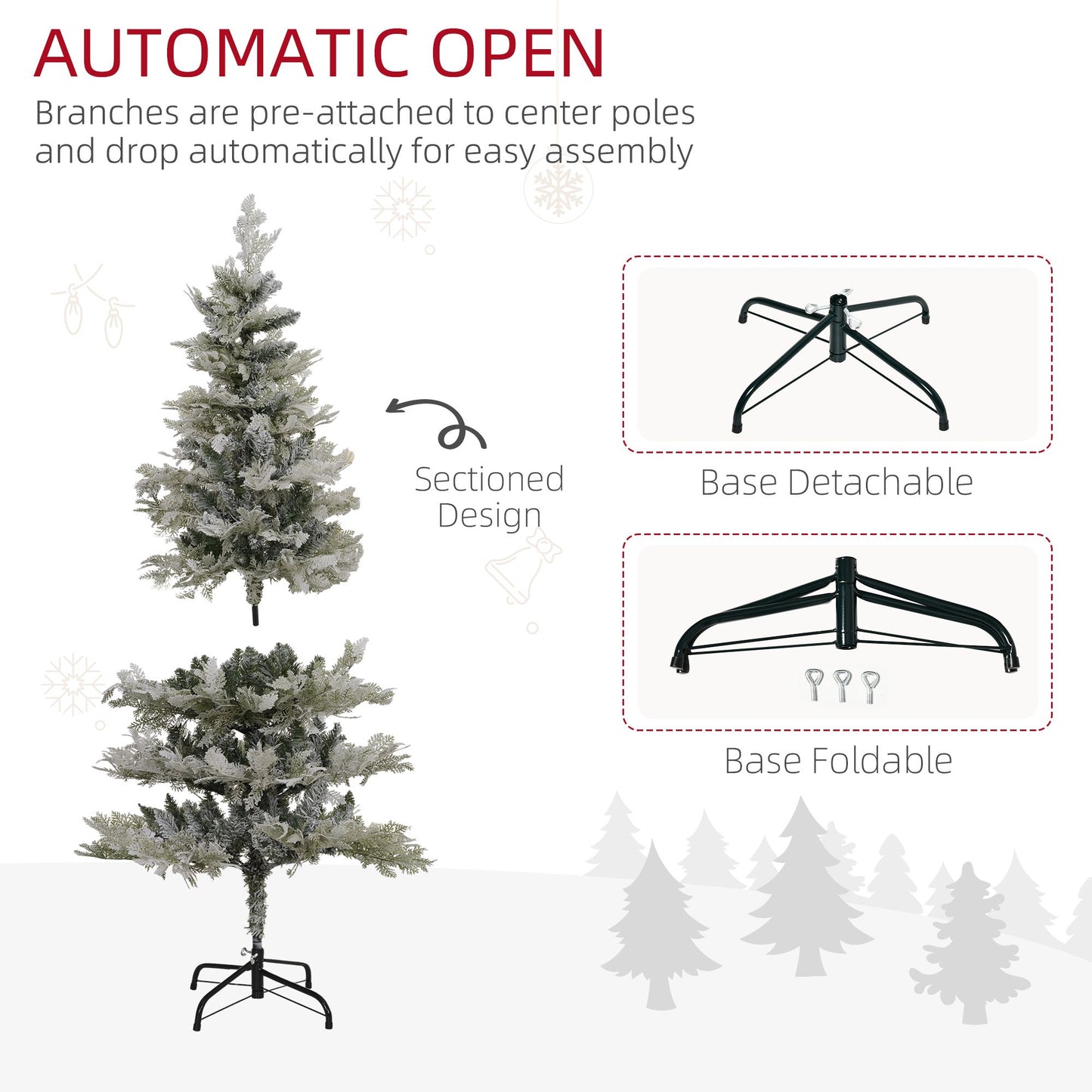 5 Feet Snow Flocked Artificial Christmas Tree - Green