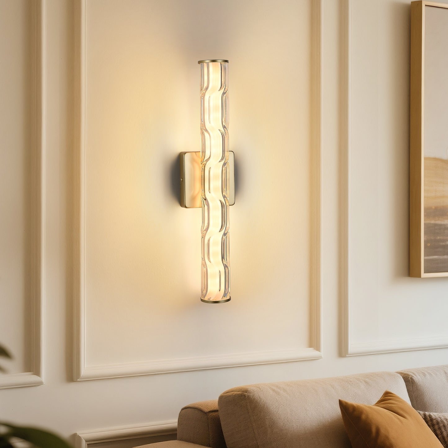 Modern K9 Crystal Wall Sconce - 19.7in Gold Set of 2
