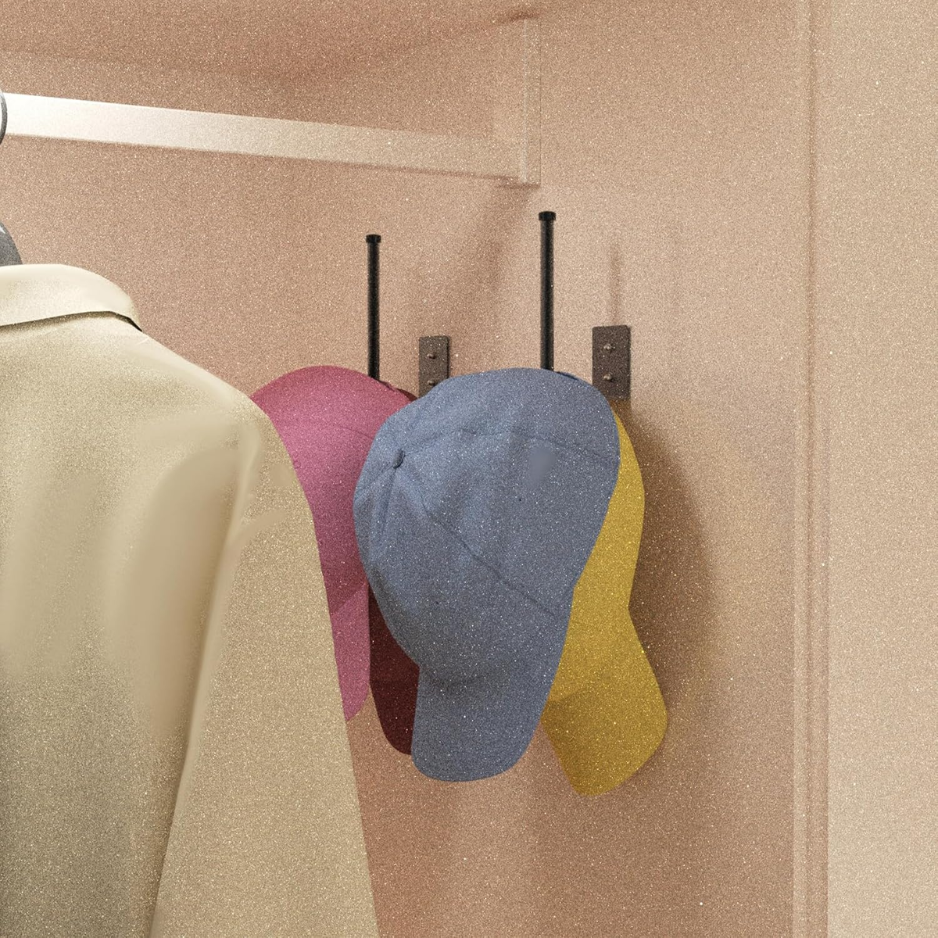 2-Pack Stainless Steel Wall Hat Rack & Cap Organizer - Black, Holds 30 Hats