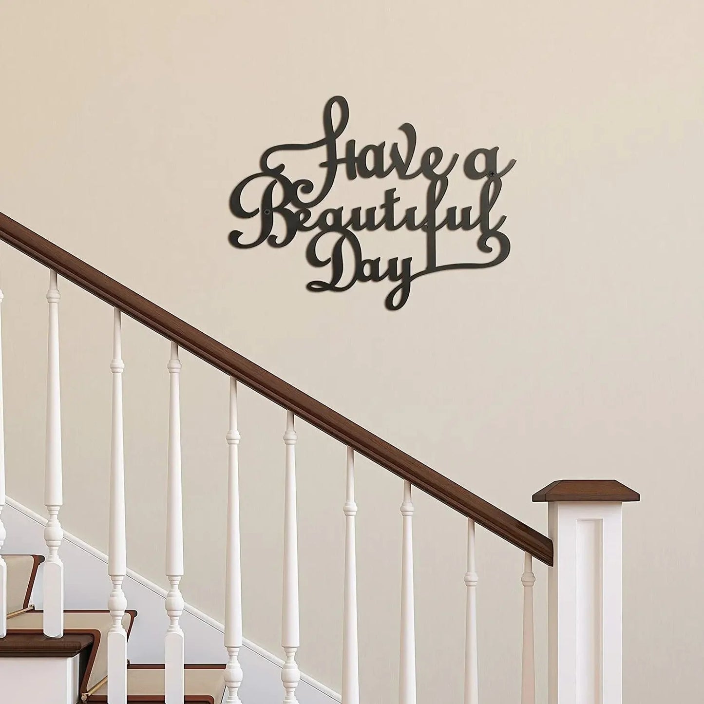Have A Wonderful Day Wall Art Decor - Iron Hanging Metal Sign, 15.75x12 Inches