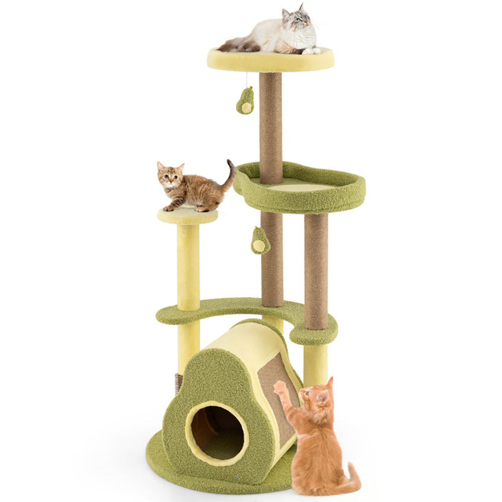Freestanding Multi-Level Cat Tower with Private Condo & Avocado-Shaped Platform
