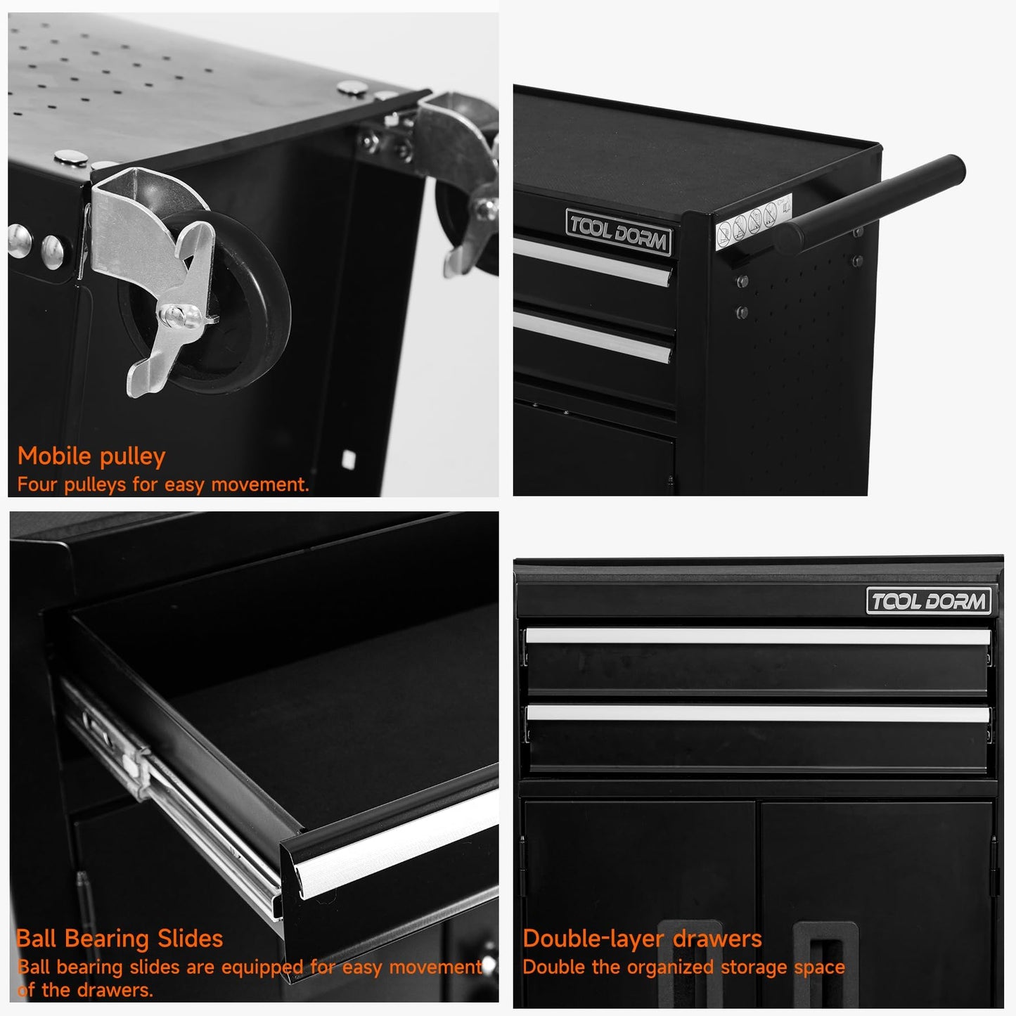 Double-Door Tool Storage Cabinet with 2 Drawers, Heavy-Duty Steel, Lockable Doors
