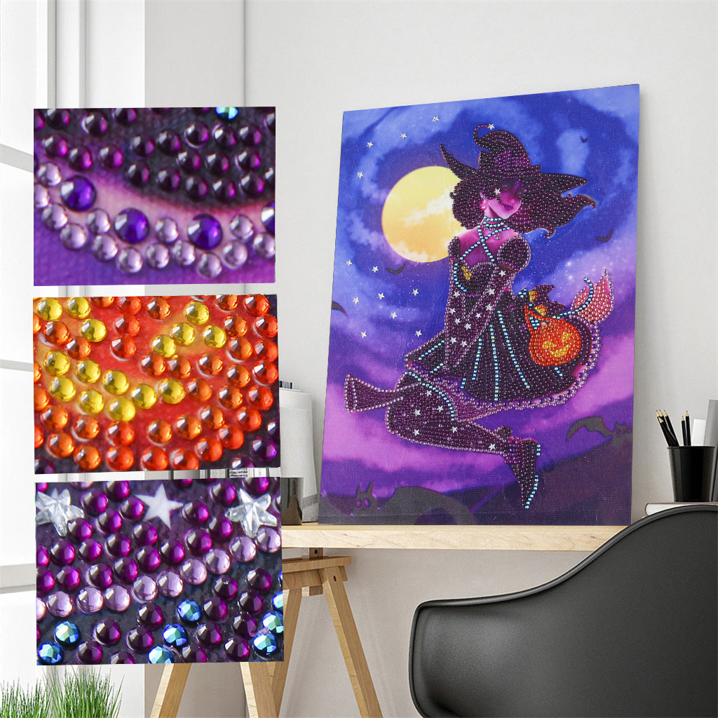 Halloween Diamond Painting Wall Art - Small Round Drill 30x40cm for Living Room & Bedroom Decor