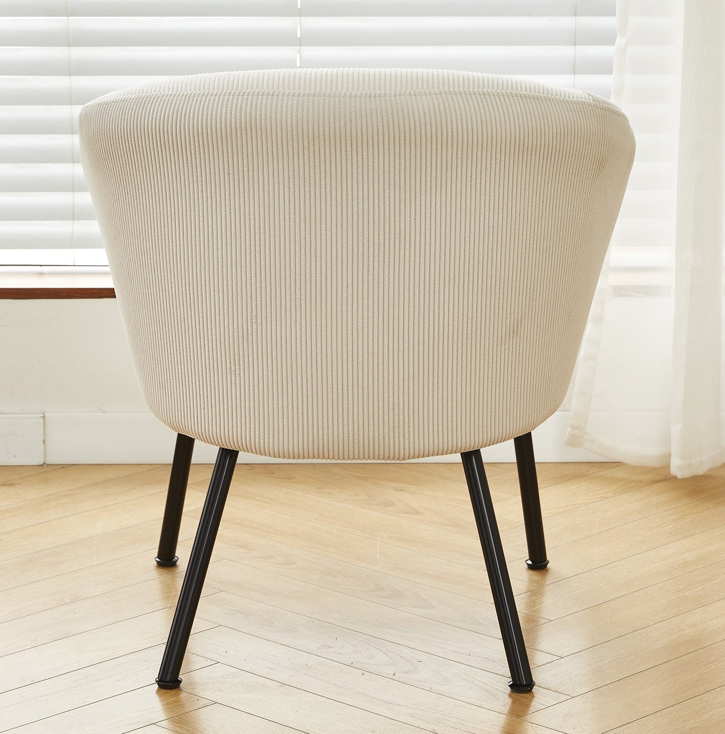 Corduroy Accent Chair With Black Metal Legs, Modern Upholstered