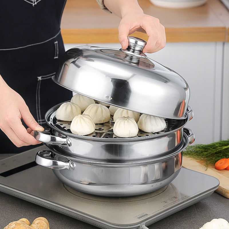 Stainless Steel Steamer Set for Cooking | 28cm Multi-Layer Hot Pot