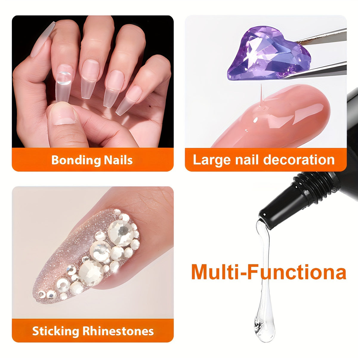 Multi-Functional Nail Glue for Nail Art - Transparent, 10ML, 1 or 3 Pack