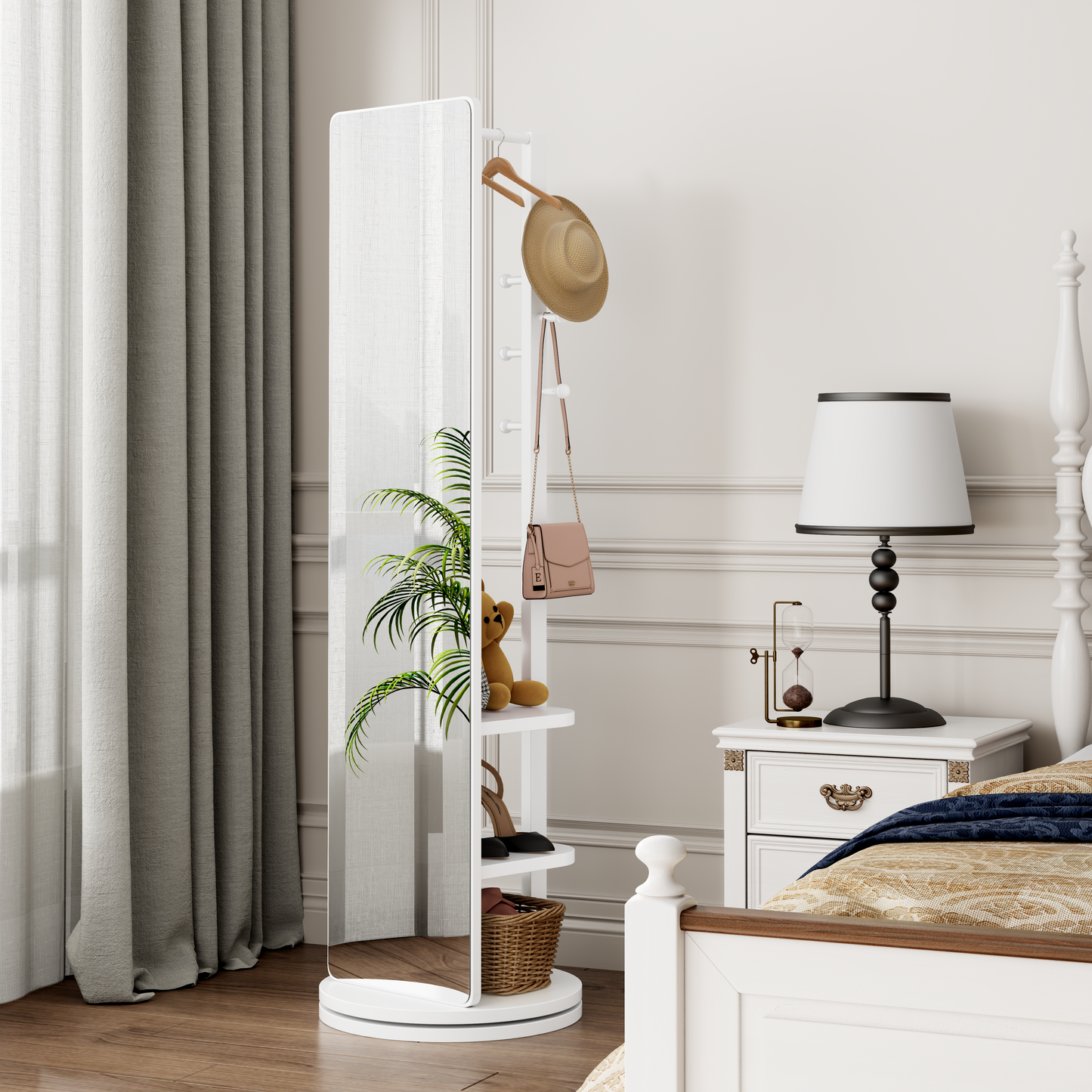 360 Rotating 69x20 Multifunctional Full Length Mirror With Hook