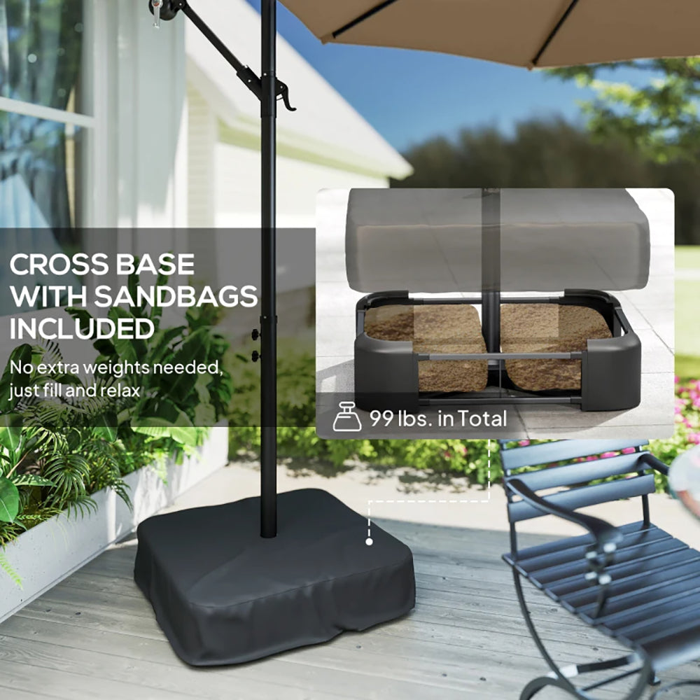 10 Ft Offset Patio Umbrella with LED Light & Cover - Multiple Colors