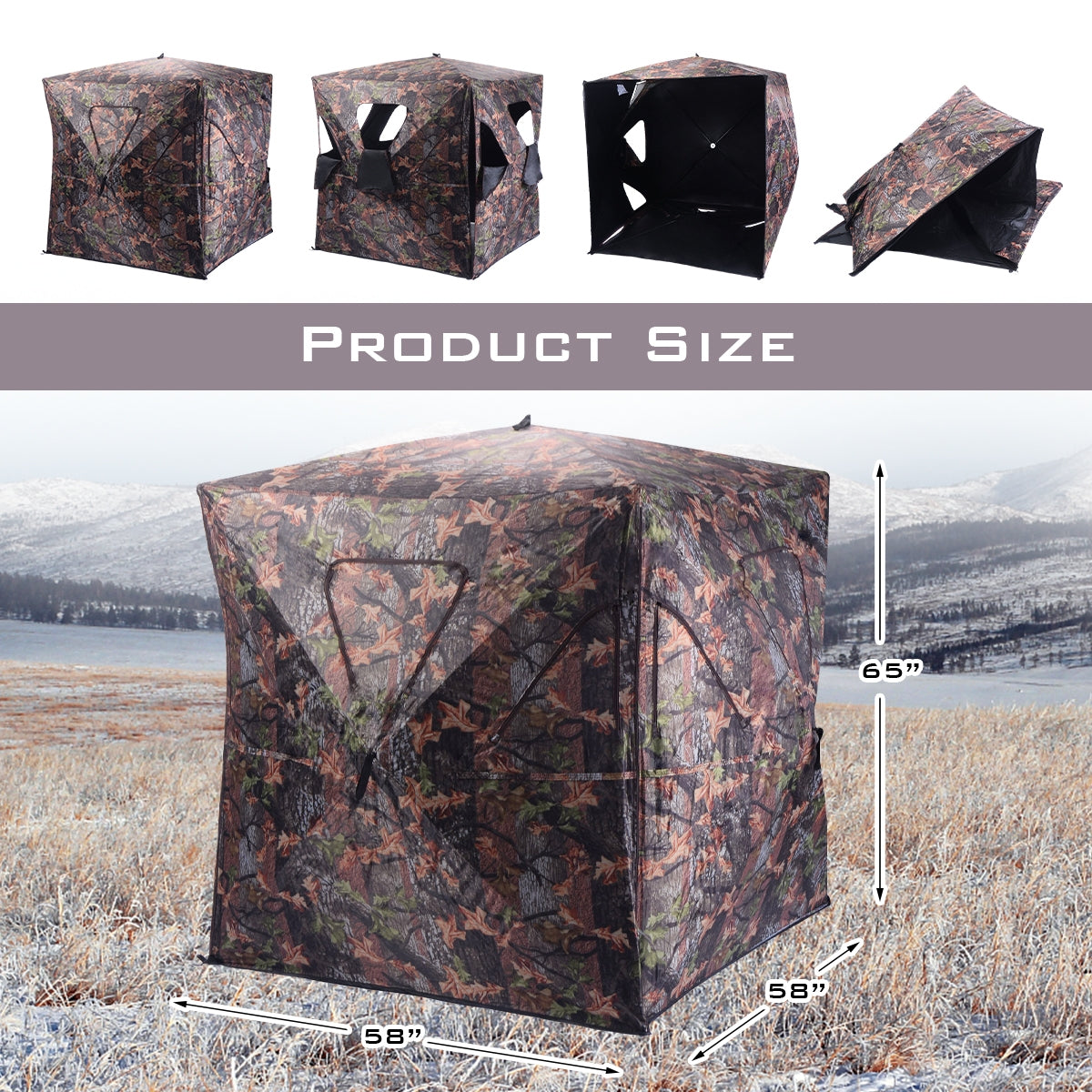 Portable Camo Hunting Blind with 360° Visibility - 2-3 Person