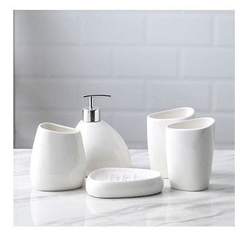 Porcelain Bathroom Storage Bottles Set - 5-Piece White Toilet Kit