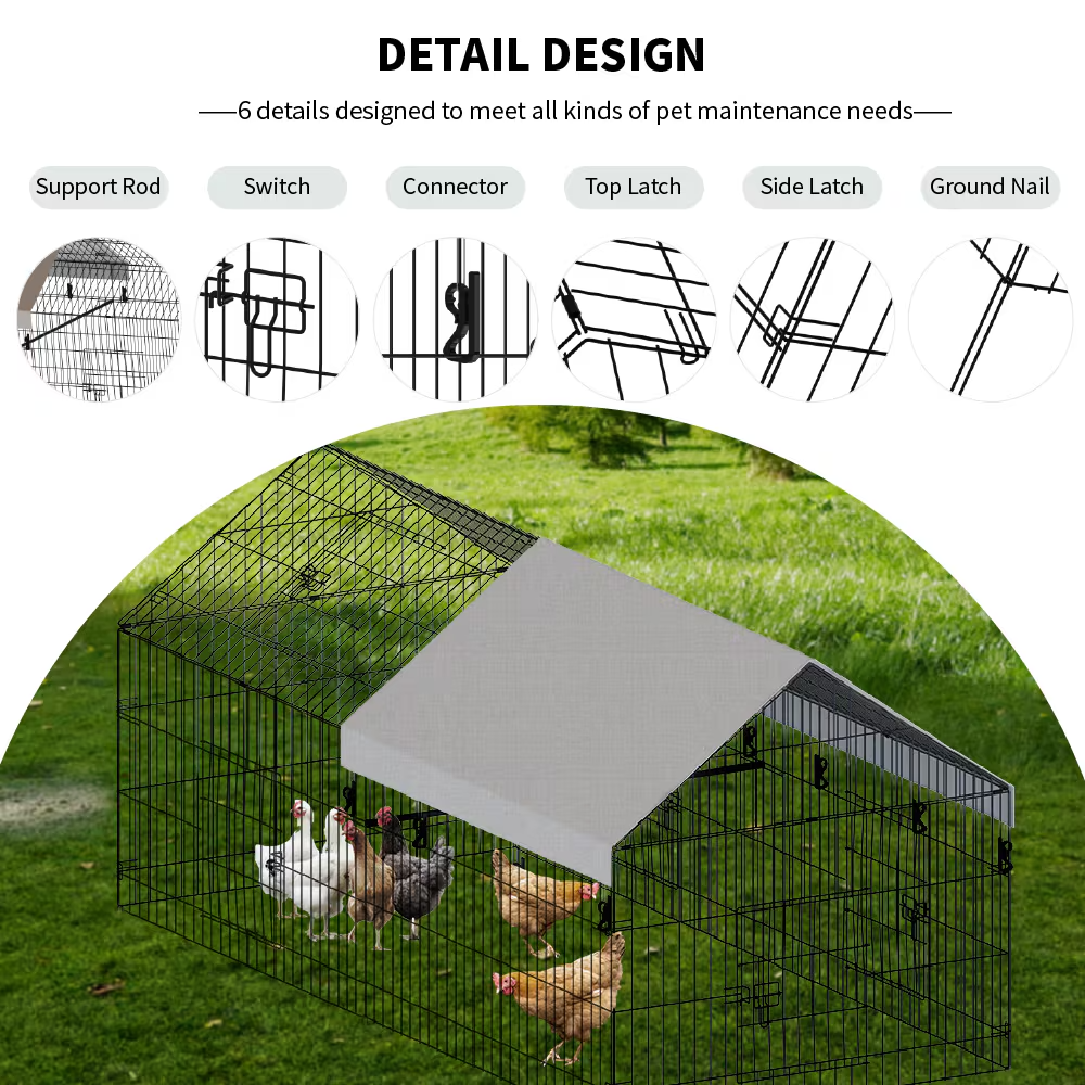 Pointed Wire Chicken Coop for Poultry Breeding - Black & Gray