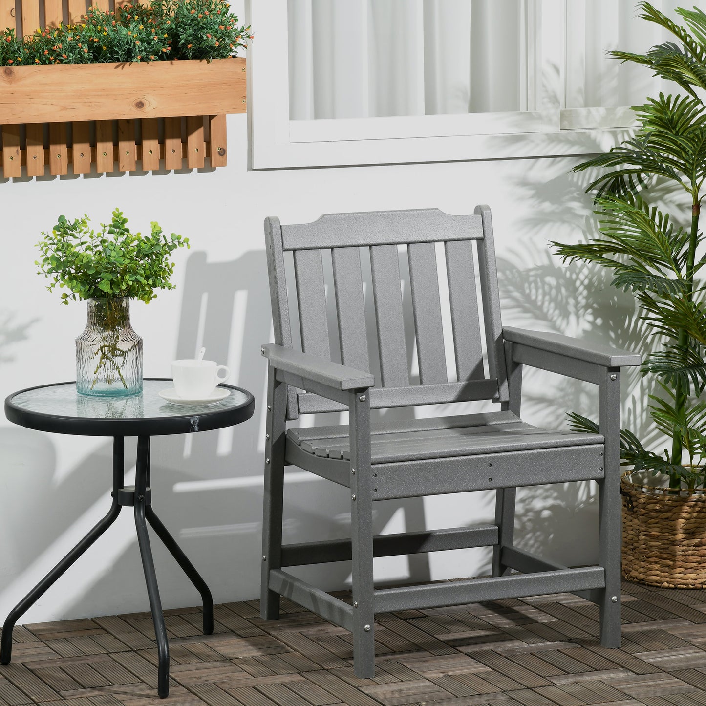 Gray HDPE Patio Dining Chair - Heavy Duty Outdoor Seating
