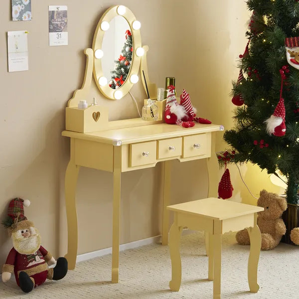 Kids Vanity Set with Mirror and Lights - Macaroon Orange