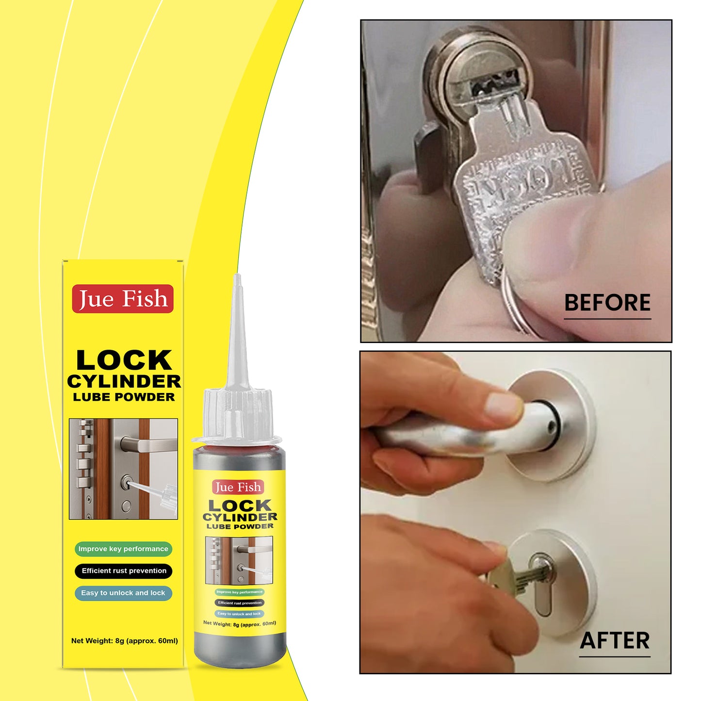 Lock Core Lubricant 60ml for Key Locks and Mechanical Parts - Graphite Powder