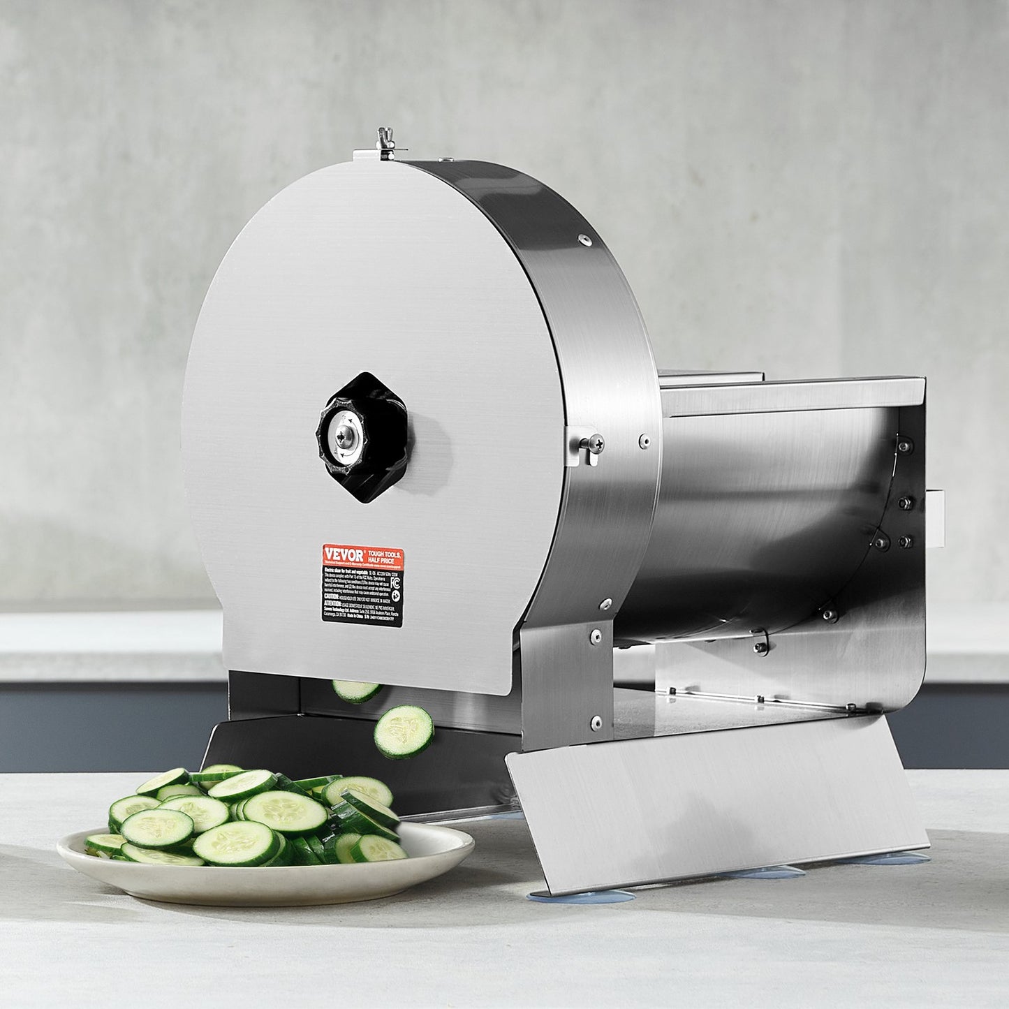 Electric Vegetable Slicer with Adjustable Thickness - Stainless Steel Food Cutter Machine for Potato, Tomato, Lemon, Apple - Silver