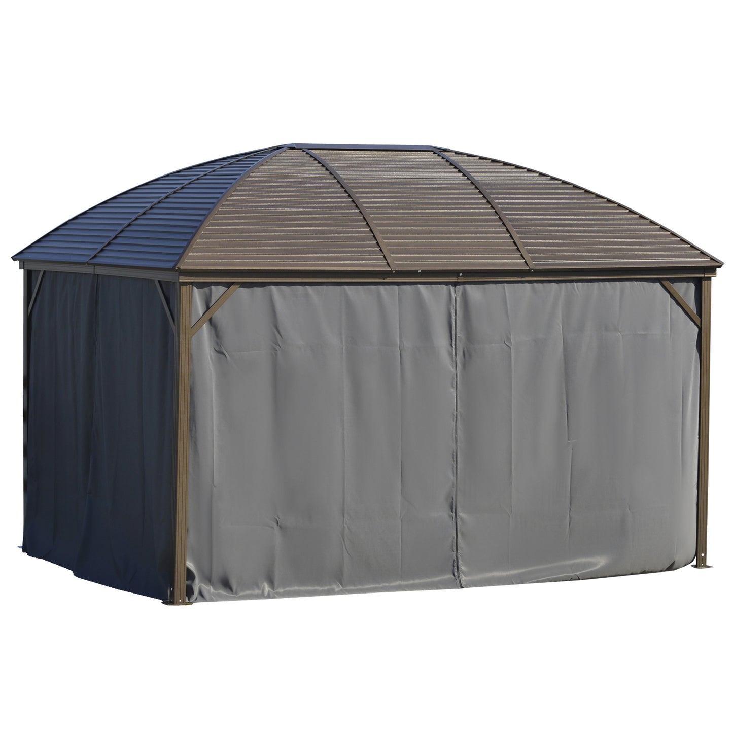 10x13 Hardtop Gazebo with Curtains and Netting - Dark Gray