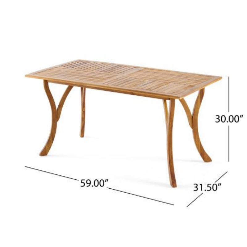 Outdoor Rectangular Dining Table - 59 Inch Solid Wood in Teak