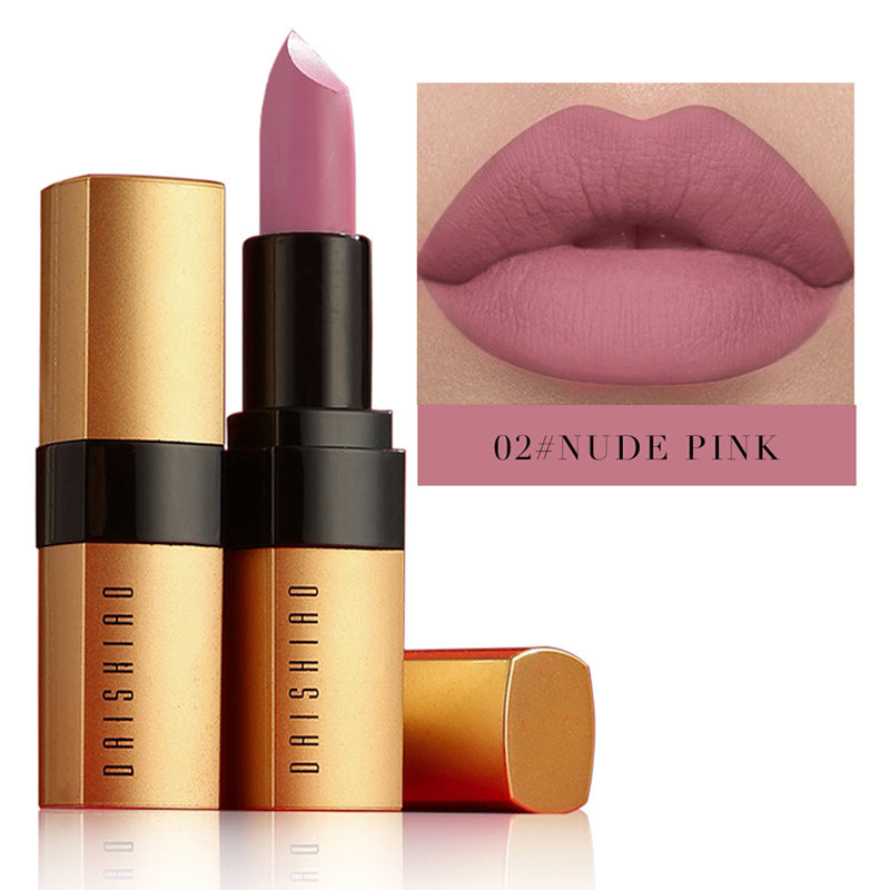 Waterproof Lipstick with Gold Tube - Matte Nonstick Cup for Makeup